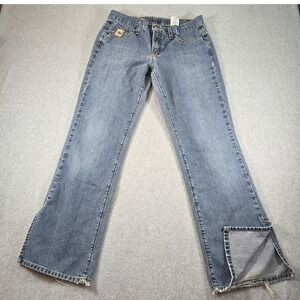 Cruel Girl Womens Bootcut Jeans Blue Medium Wash Slit Hem Distressed Size 9 Reg
